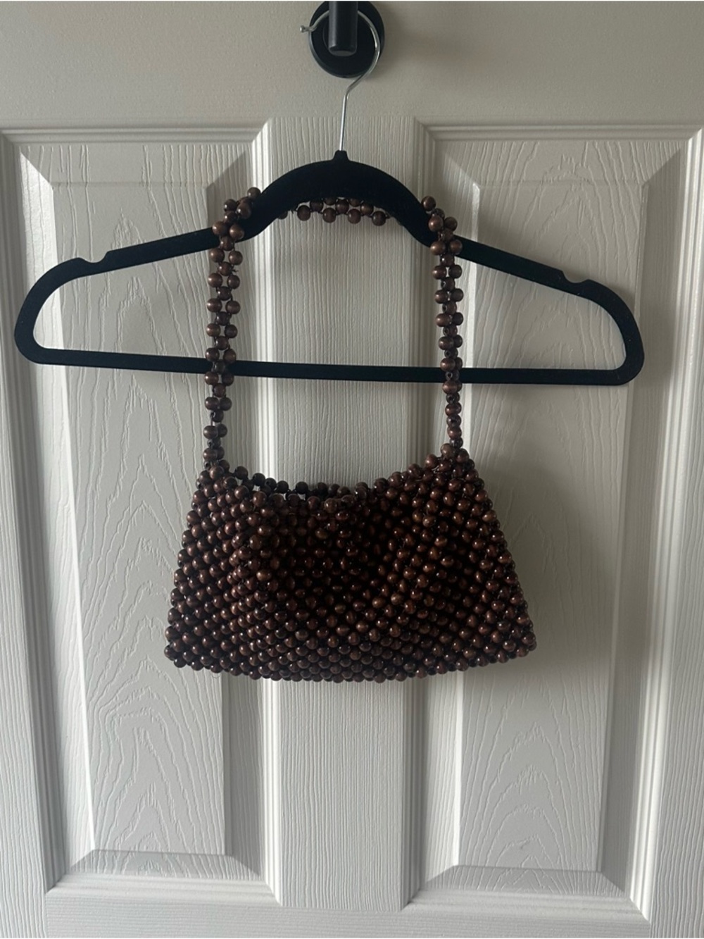 Vintage Brown Beaded Satchel Made in Japan